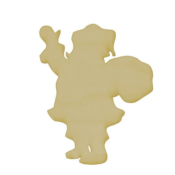 Package of 1, Medium 6.5" x 8" x 0.125" Baltic Birch Plywood Santa with Gifts Wood Cutout for Christmas Art and Craft Project, Made in USA