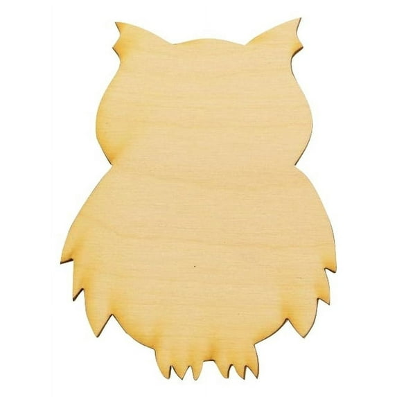 Package of 1, Medium 6" x 8" x 0.25" Baltic Birch Plywood Owl Wood Cutout for Art and Craft Project, Made in USA