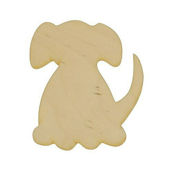 Package of 1, Medium 7" X 8" X 1/8" Baltic Birch Plywood Sitting Dog #2 Wood Cutout For Art & Craft Project, Made in USA