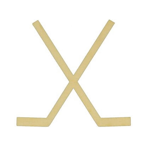 Package of 1, Medium 8" X 7. 5" 1/4" Baltic Birch Plywood Crossed Hockey Sticks Wood Cutout For Art & Craft Project, Made in USA