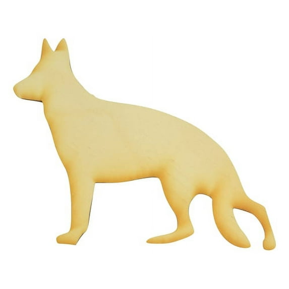 Package of 1, Standard 12" x 9.5" x 0.125" Baltic Birch Plywood Standing German Shepherd Wood Cutout for Art and Craft Project, Made in USA