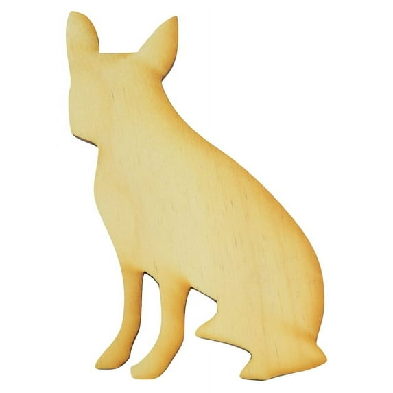 Package of 1, Standard 7.75" x 12" x 0.25" Baltic Birch Plywood Sitting Boston Terrier Wood Cutout for Art and Craft Project, Made in USA