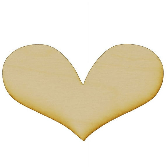 Package of 10, Small 3.4" x 2.1" x 0.125" Baltic Birch Plywood Hand Drawn Heart Wood Cutout for Art and Craft Project, Made in USA