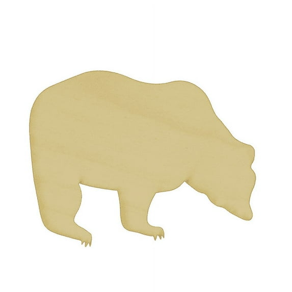 Package of 10, Small 4.75" x 3.75" x 0.25" Baltic Birch Plywood Bear Wood Cutout for Art and Craft Project, Made in USA