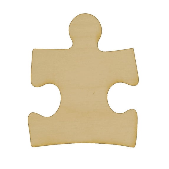 Package of 10, Small 4" x 4.5" x 0.25" Baltic Birch Plywood Puzzle Piece Wood Cutout for Art and Craft Project, Made in USA