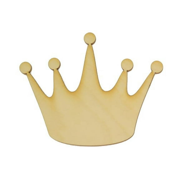 Package of 10, Small 5" X 4" 1/8" Baltic Birch Plywood Crown Wood Cutout For Princess-Themed Birthday Party, Made in USA