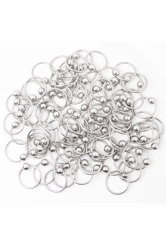 Package of 100 18G Captive Bead Rings - Perfect for Rook, Tragus, Nose