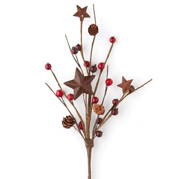 Package of 12 Pine Cone, Rusty Star and Mixed Berry Floral Holiday Picks