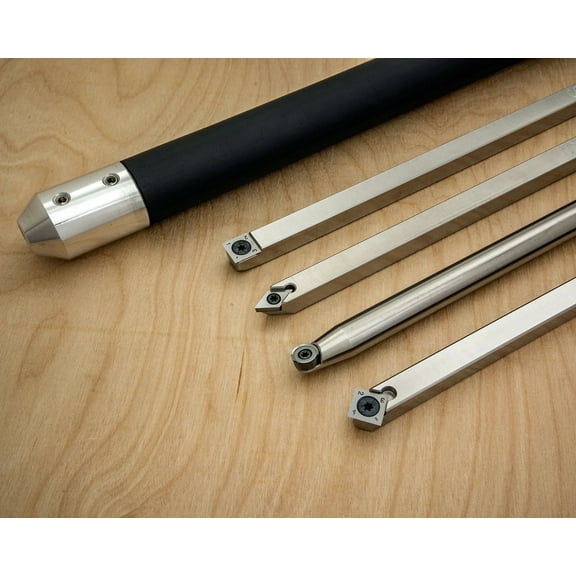 Package of 4 Simple Carbide Simple Wood Turning Tools with Interchangeable Lathe Tool Handle