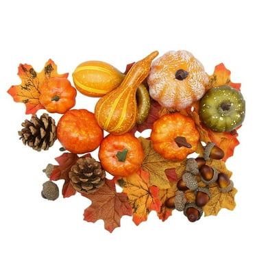 Package of 50 Pieces Assorted Orange Artificial Pumpkins Fall Party Table Fireplace Decor Wreath Craft Harvest Pumpkins Holiday Decoration