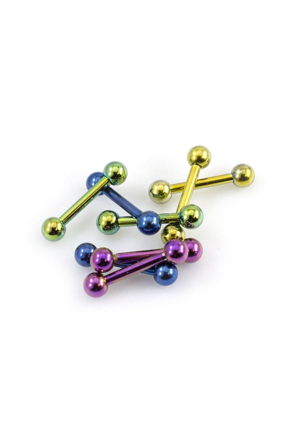 Package of 8 Straight Mini Barbell 16g Anodized Titanium 8mm Length