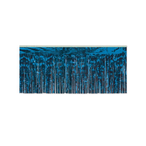 Packaged 1-Ply Fr Metallic Fringe Drape 15" X 10' Blue - 6 Pack (1 Per Package)