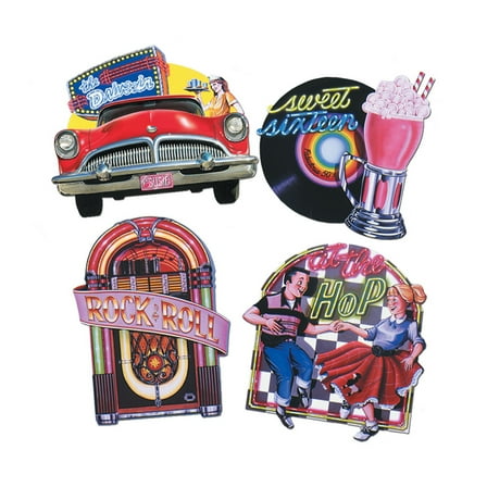 Packaged Fabulous 50'S Cutouts 14"-16 1 By 2" - 12 Pack (4 Per Package)