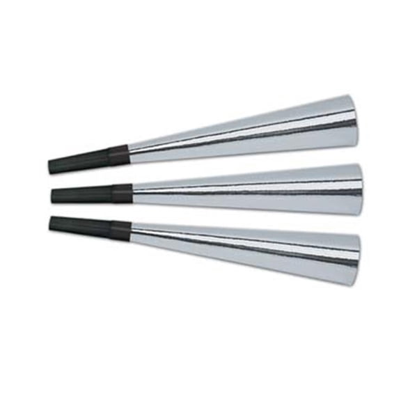 Packaged Foil Horns - 9 Inches - Silver- Pack of 12