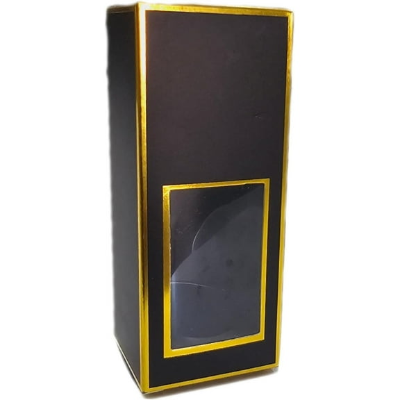 Packaging Box for Shipping - Small Kraft With Clear Opening for 2oz Bottle/Glass Bottle, Gold Printing (Pack of 24)