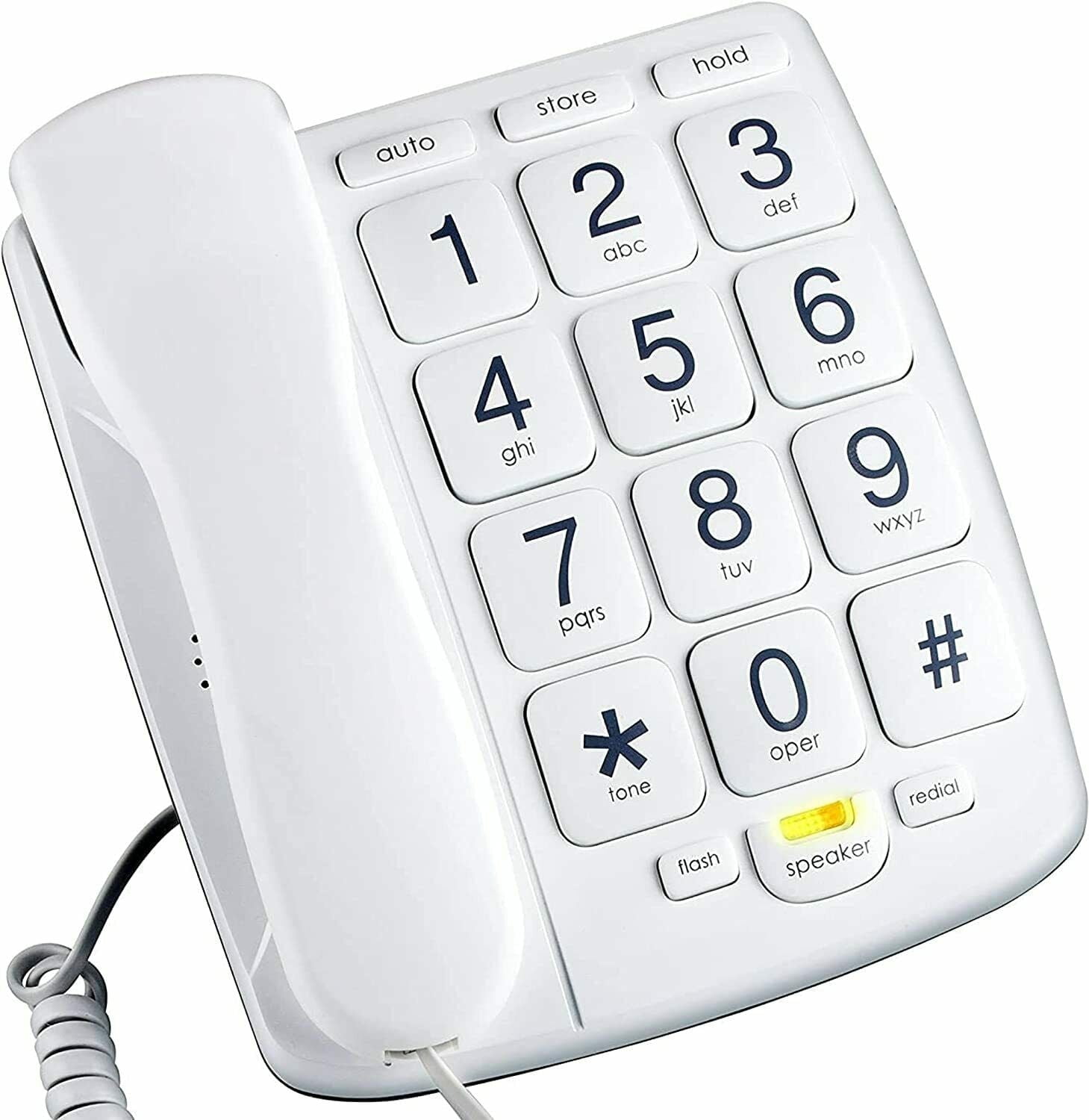 Pre-Owned Packard Bell PB300WH Big Button Phone for Elderly Seniors Landline Corded Phone with Speakerphone White