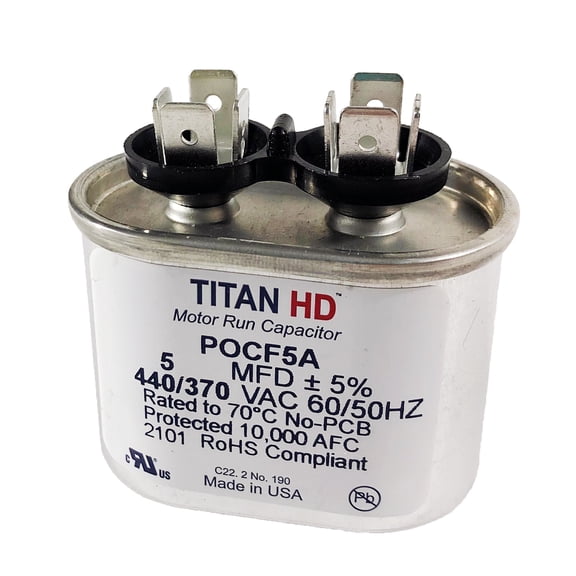 Packard POCF5A TITAN HD Run Capacitor 5 MFD 440/370 Volt Oval
