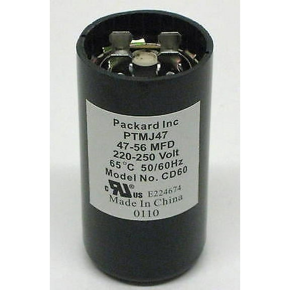 Packard PTMJ47 Motor Start Capacitor. 47-56 MFD UF / 220-250 VAC