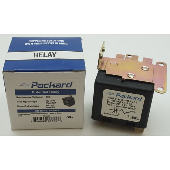 Packard Potential Relay, 332 Voltage, 171-184 pick up, 40-90 drop off, PR9065