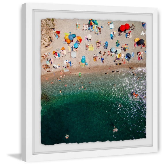 packed beach framed painting print