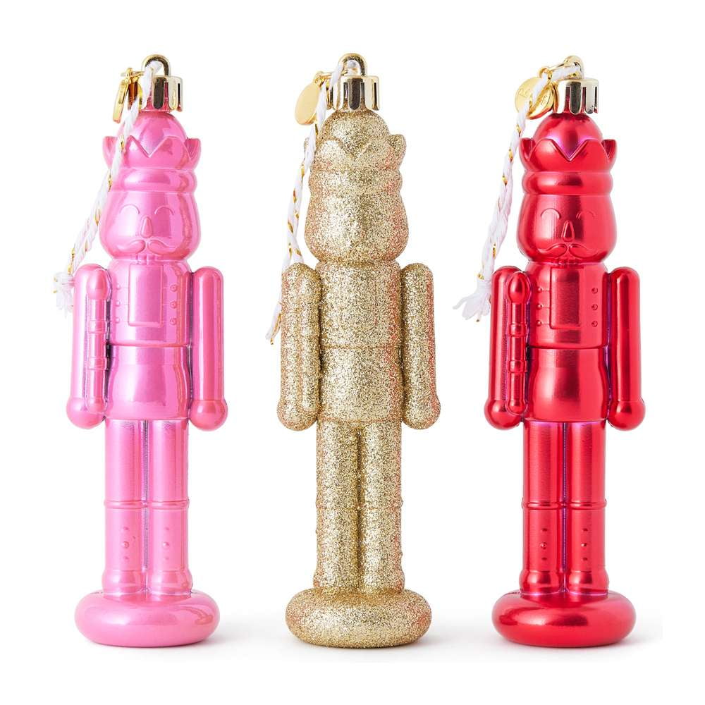 Packed Party 3pc Whimsy Gold Pink and Red Glitter Nutcracker Christmas