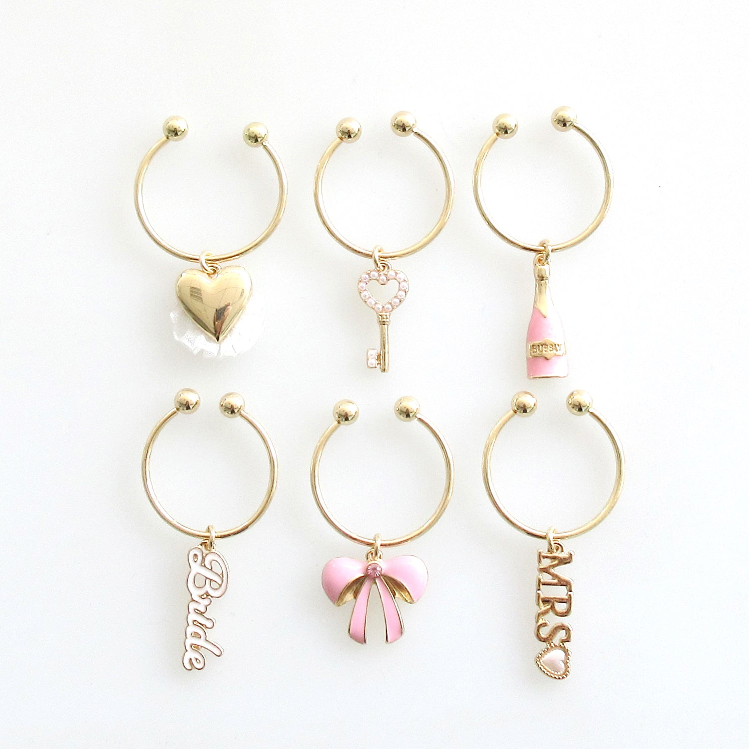 Packed Party 6 Piece Bridal Party Wine Charms