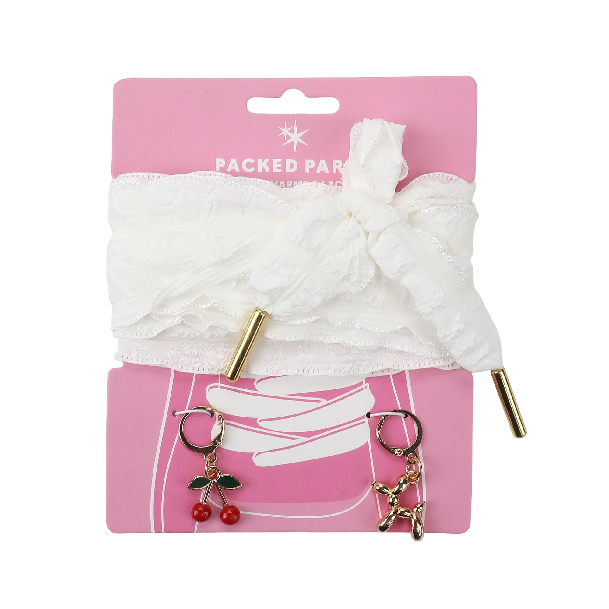 Packed Party Party Animal Shoe Lace Charm Set with Ruffle Laces