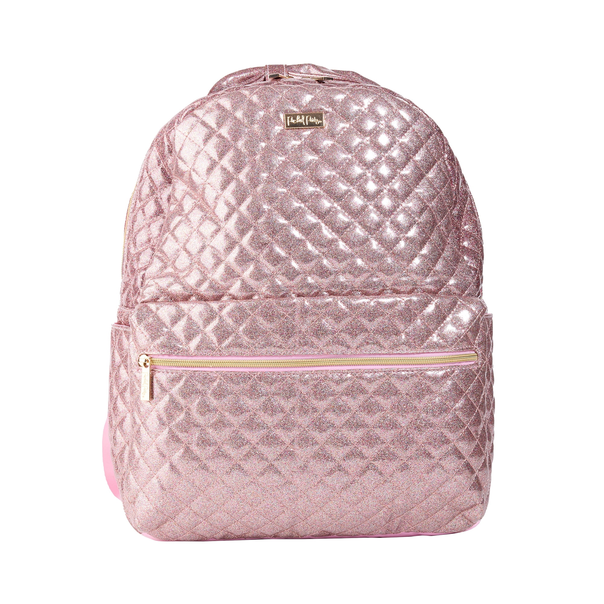 Packed Party Backpack; Women's Small Fashion Shoulder Book Bag; Trendy Look for Ladies at School, Work, and Travel (Pink Glitter Party)