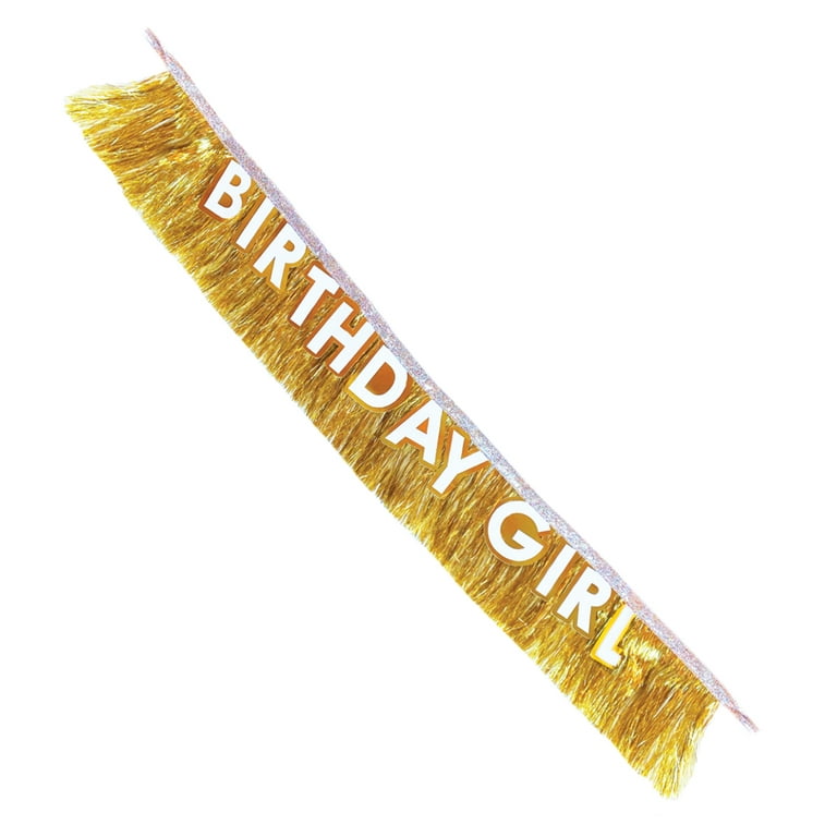 Packed Party 'Birthday Girl' Gold Fringe Sash 
