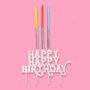 Packed Party Birthday Wishes Iridescent Cake Topper & Candle Holder