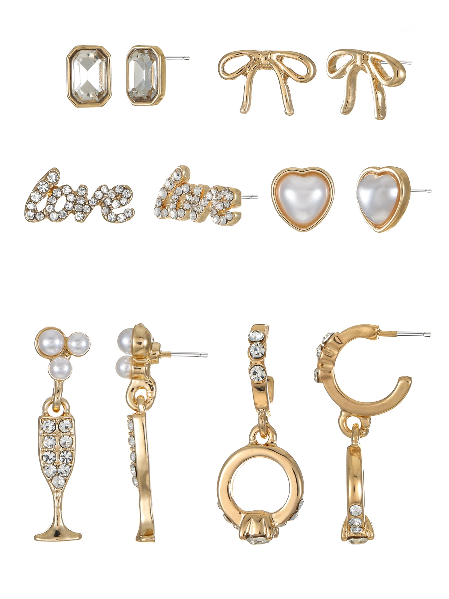 Packed Party Bridal Earring Set, 6 Pairs