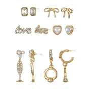 Bridal Earring Set, 6 Pairs
