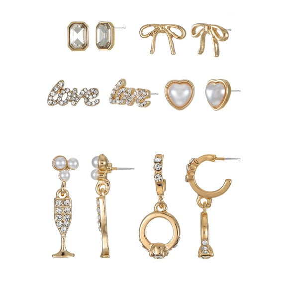 Packed Party Bridal Earring Set, 6 Pairs