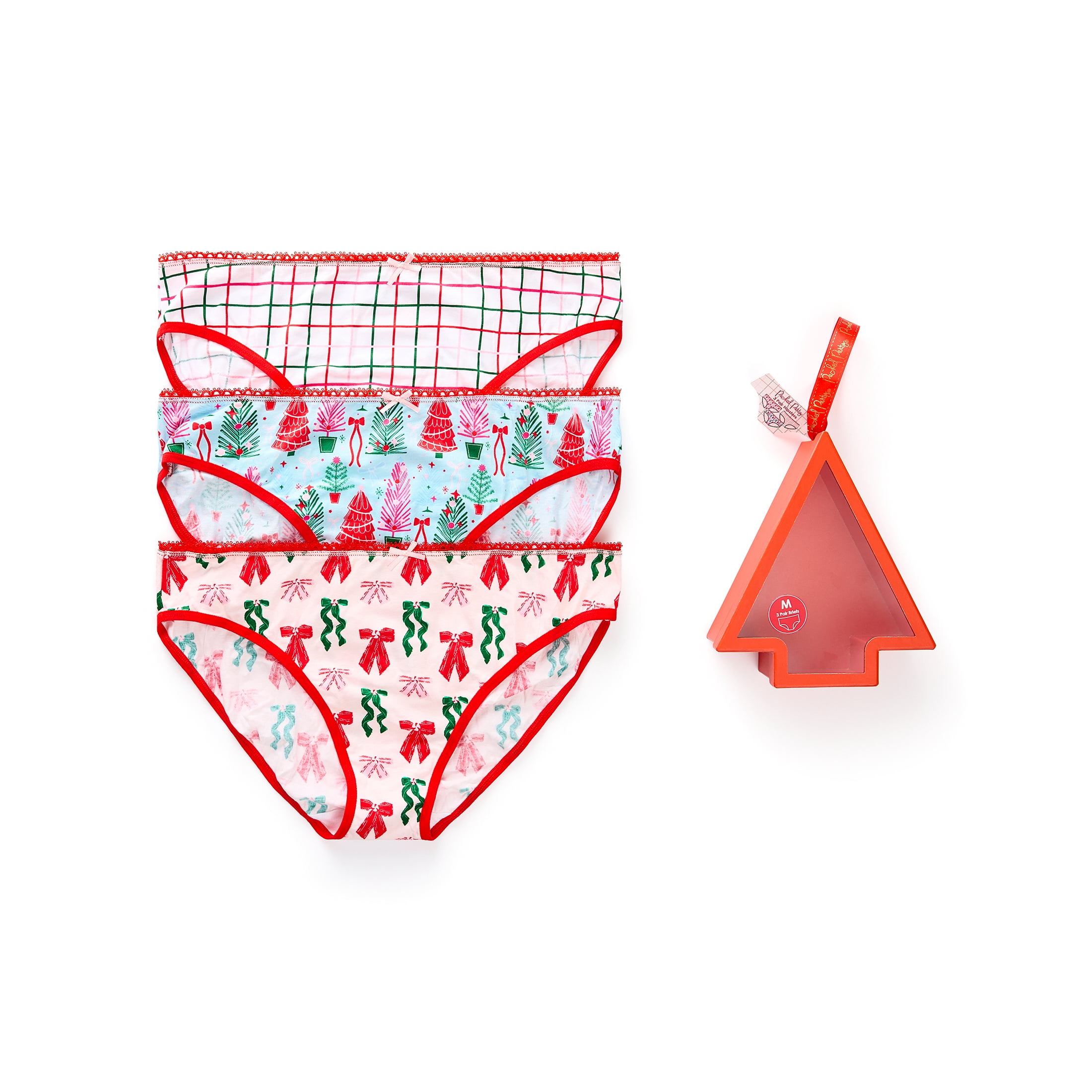Packed Party Women's Christmas Tree Giftable, 3-Pack, Hipster Panties, Sizes S-XXL