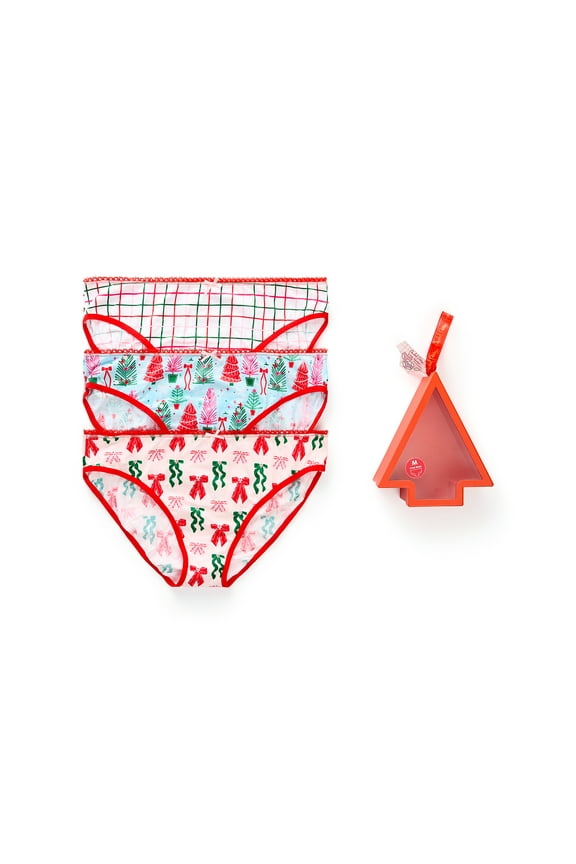 Women's Christmas Tree Giftable, 3-Pack, Hipster Panties, Sizes S-XXL