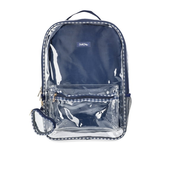 Packed Party Girls' Clear Check Me Out Backpack, Navy Gingham