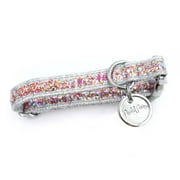 Packed Party Confetti Fashion Dog Collar, Silver, XS