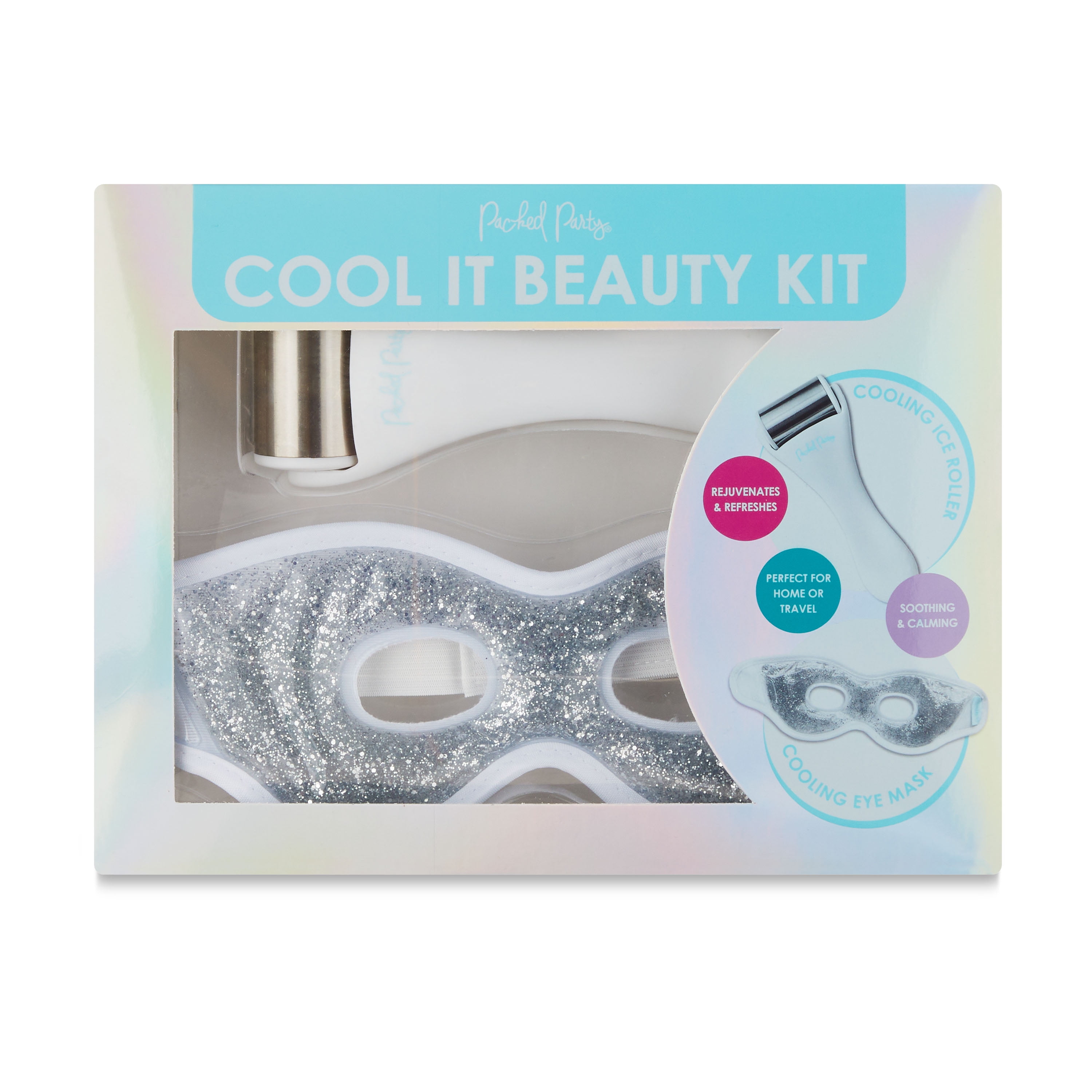 Packed Party "Cool It Beauty Kit" White Glitter Cooling Eye Mask and