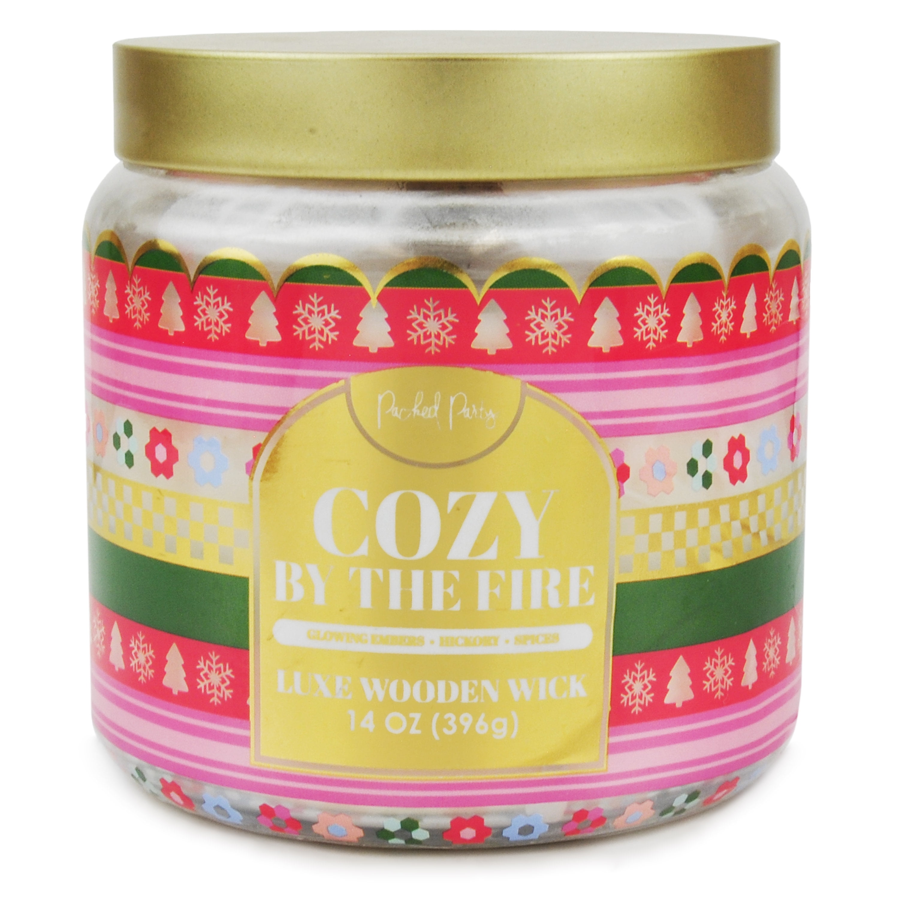 Packed Party Cozy By The Fire Candle with Wood Wick, 14-Ounce