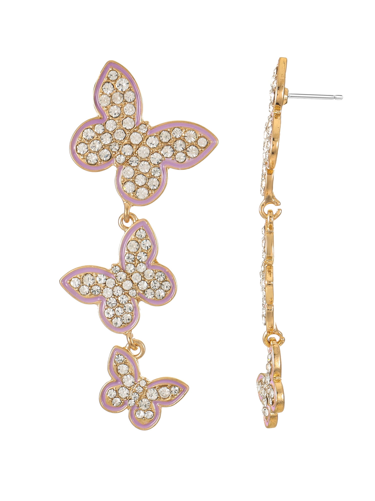 Packed Party Crystal Butterfly Earrings, 1 Pair