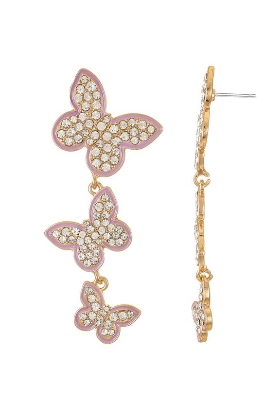 Crystal Butterfly Earrings, 1 Pair