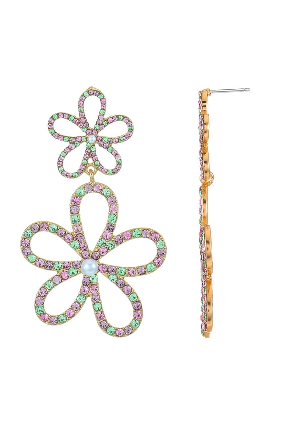 Crystal Flower Dangle Earrings, 1 Pair