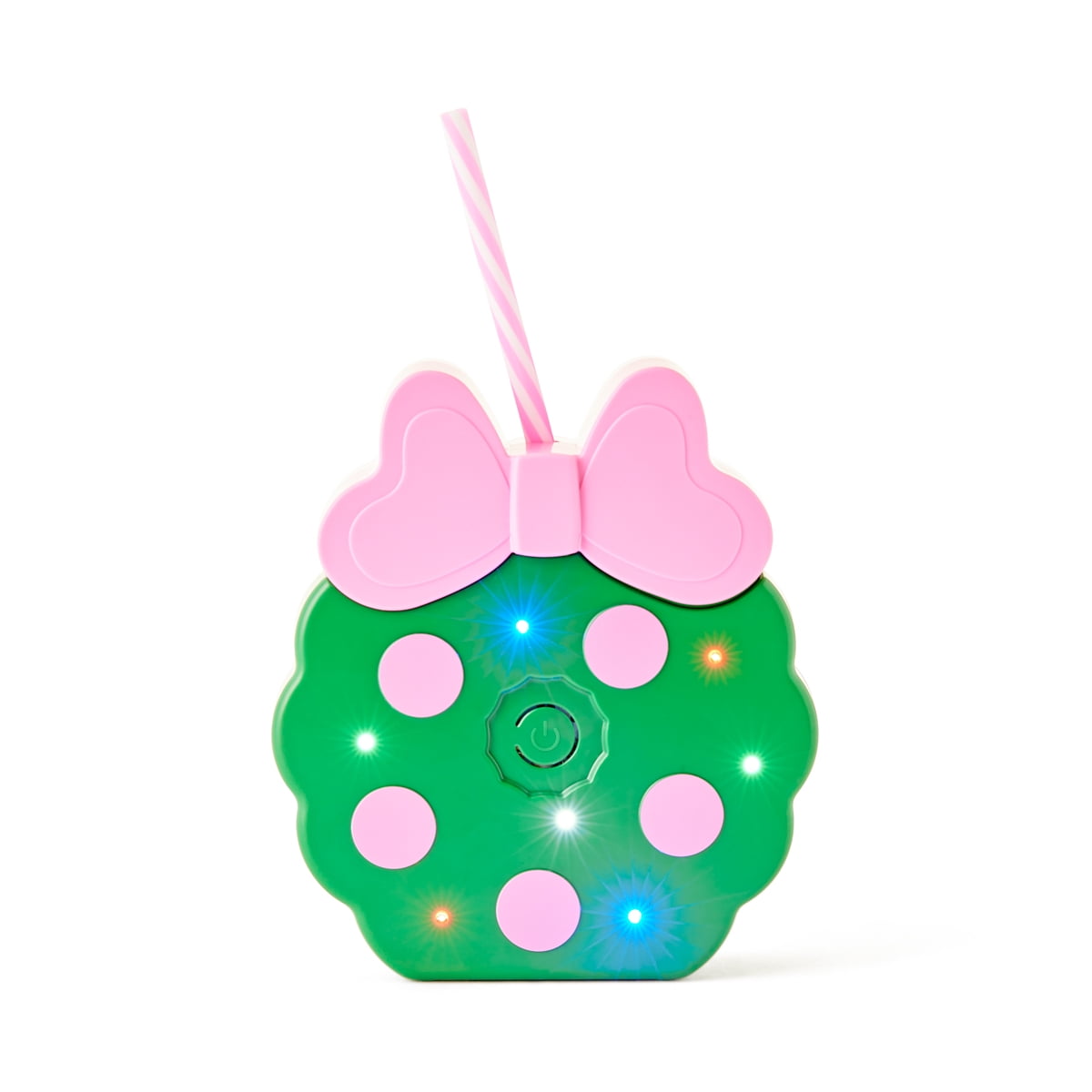 Packed Party "Deck the Halls" 16OZ Pink Holiday Wreath Shaped Drink Cup with Battery Powered Lights