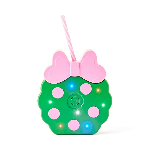 Packed Party "Deck the Halls" 16OZ Pink Holiday Wreath Shaped Drink Cup with Battery Powered Lights