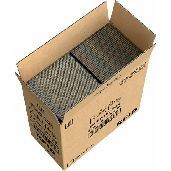 Packed Party Decorative Small Shipping Boxes, 6" x 6" x 6", Stripe Pattern, 30-Count Case