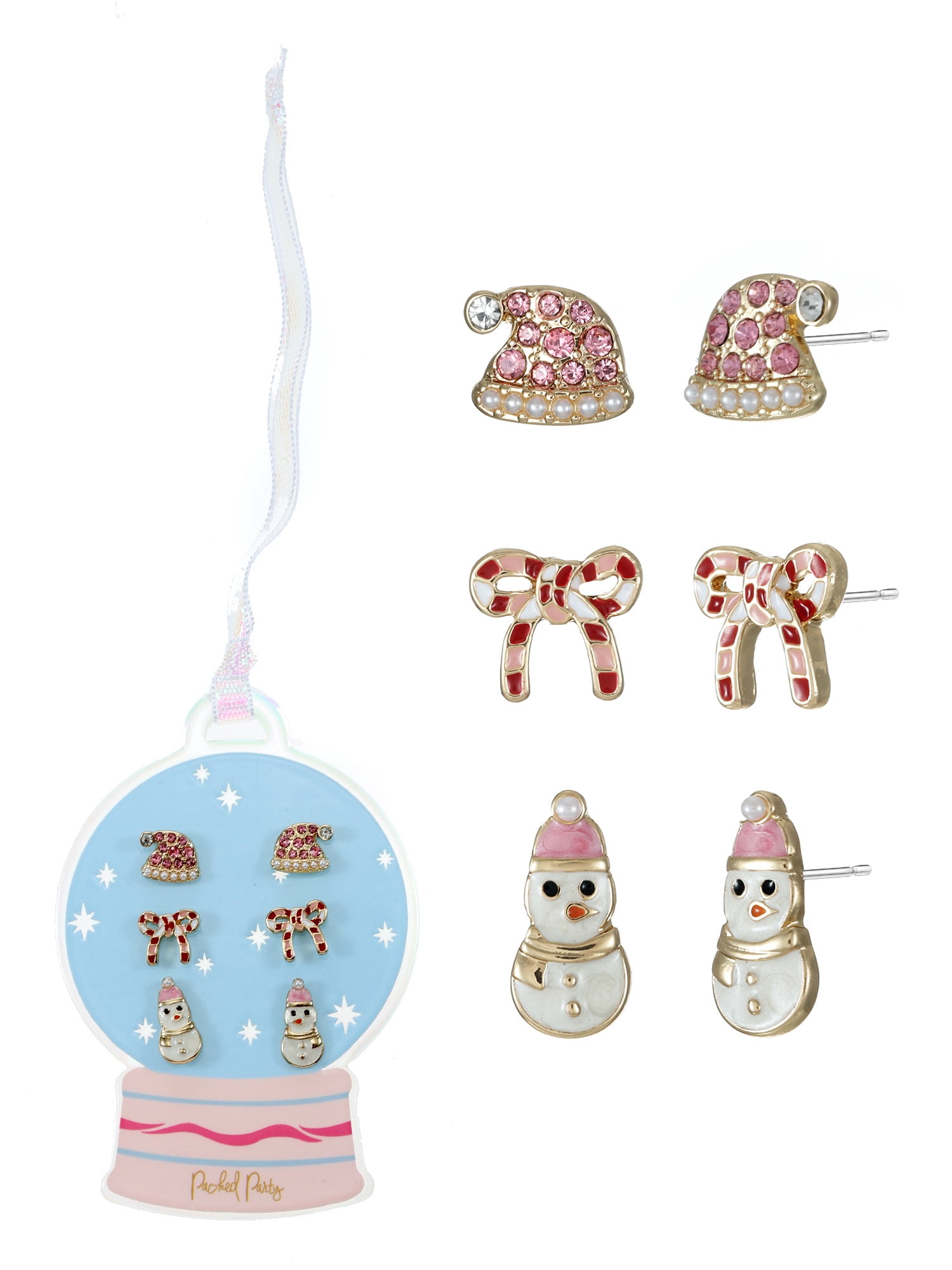 Packed Party Earring Set with Snow Globe Ornament