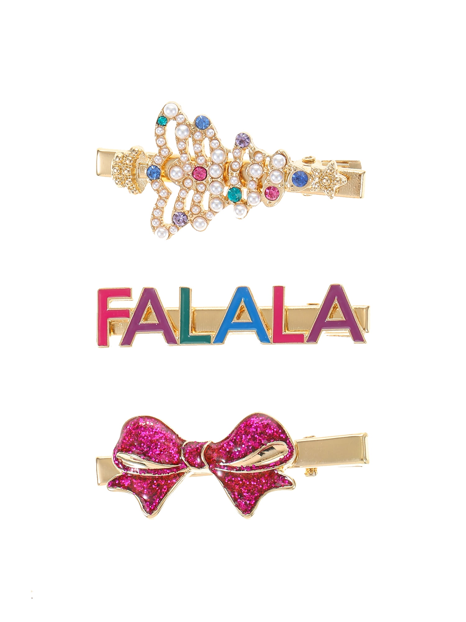 Packed Party Fa La La Hair Clips, Set of 3