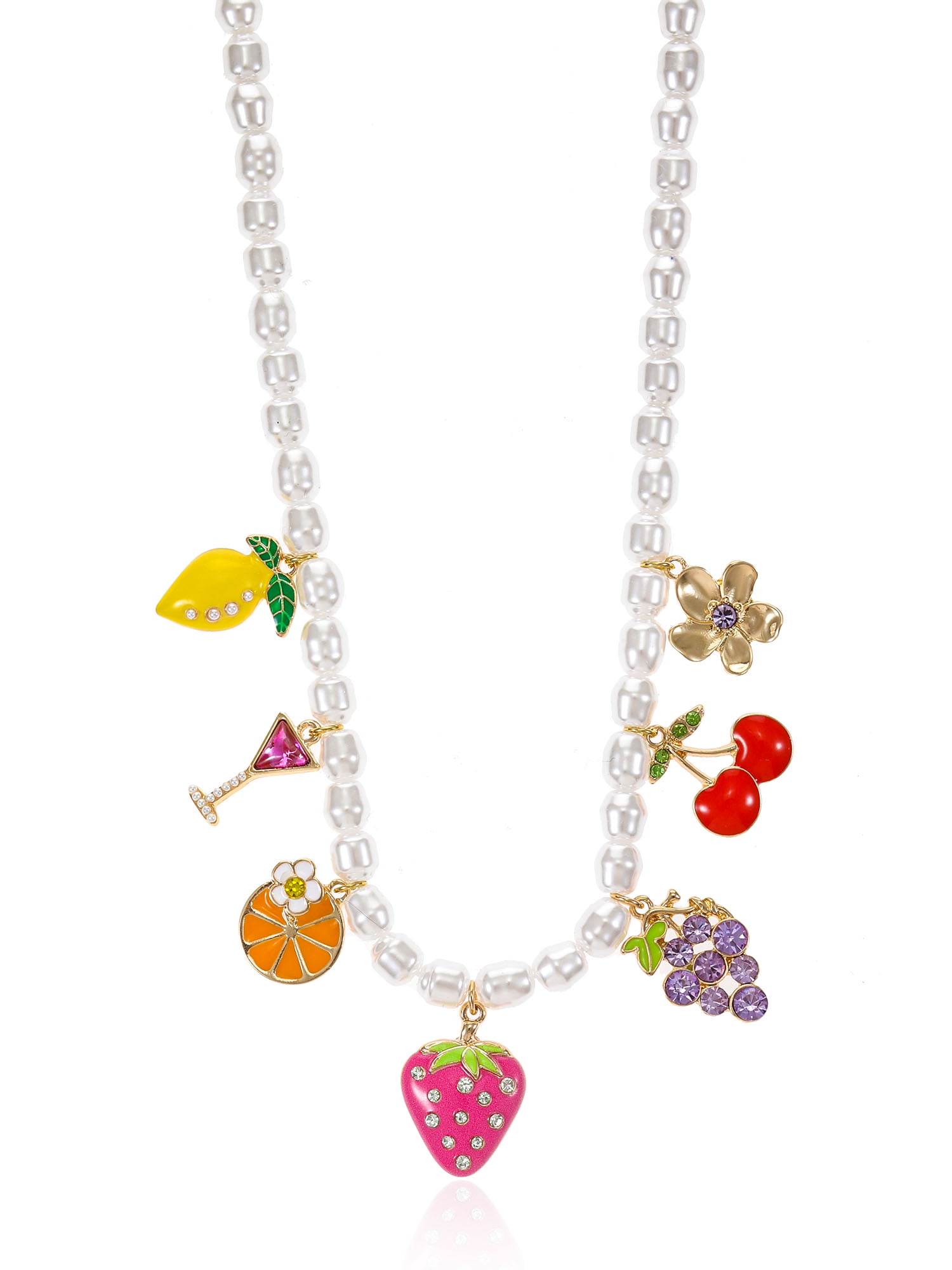 Fruit Salad Charm and Pearl Necklace, 1 Piece