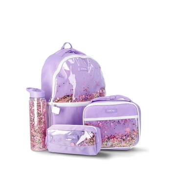Packed Party Girls 17" Confetti 4-Piece Backpack Set, Purple