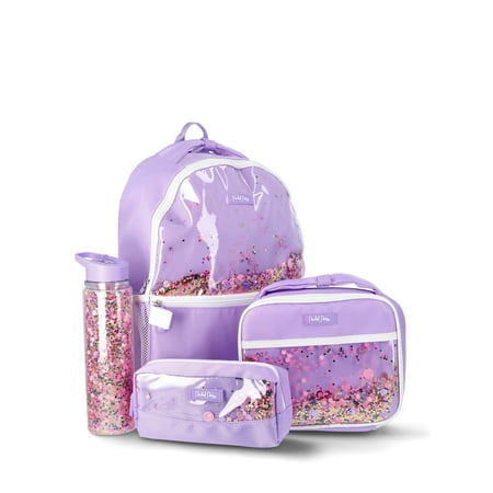 Packed Party Girls 17" Confetti 4-Piece Backpack Set, Purple
